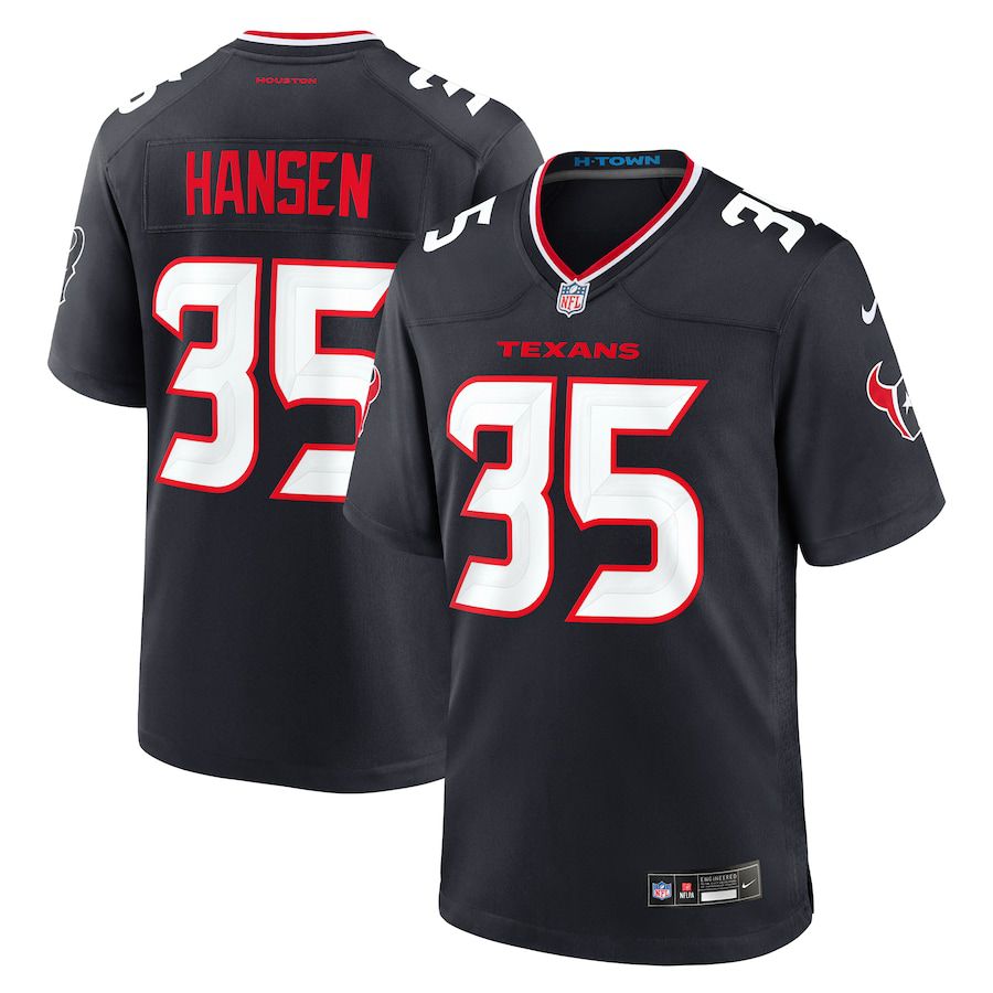 Men Houston Texans #35 Jake Hansen Nike Navy Team Game NFL Jersey->->NFL Jersey